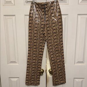 DANIELLE BERNSTEIN Snake Print Pants - Brown and Black